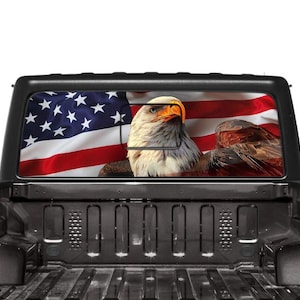 Rear Window American Eagle Perforated Decal | Patriotic One-Way Vinyl Wrap for Pickup Truck