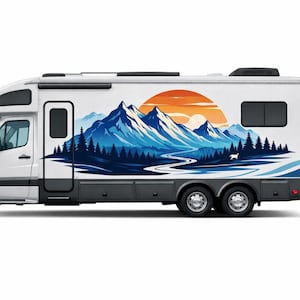 Sunshine Mountain RV Decal, Landscape Vinyl Wrap, Forest River Design Side Graphic