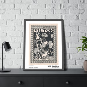 Victor bicycles (1895) by Will Bradley / Framed Poster Vintage Ads Collection Series
