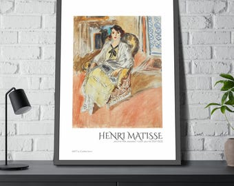Seated Girl, Yellow Dress (1921-1922) by Henri Matisse / Framed Poster ART's Collection series
