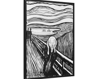 The Scream (1895) by Edvard Munch / Framed canvas on American box
