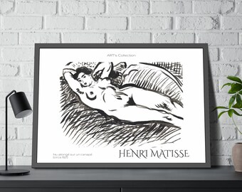 Nude Reclining on a Sofa (circa 1927) by Henry Matisse / Framed Poster ART's Collection series
