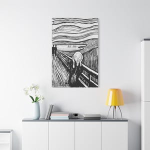 The Scream (1895) by Edvard Munch / Reproduction Fine Art sur Toile / Epaisseur 3,2cm - 1&#39;25 po