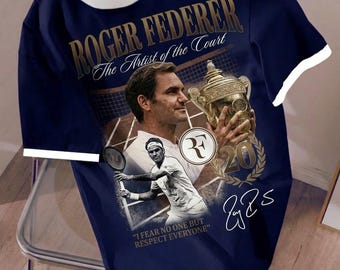 Roger Federer shirt | Vintage T-shirt met afbeelding van een tenniskampioen
