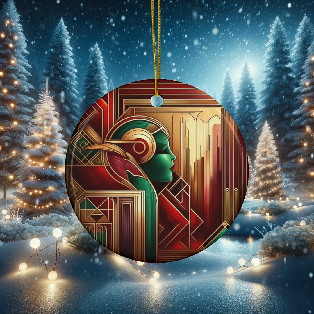 Art Deco Christmas Ornament, Mid-century, Art Nouveau image Both Sides ...