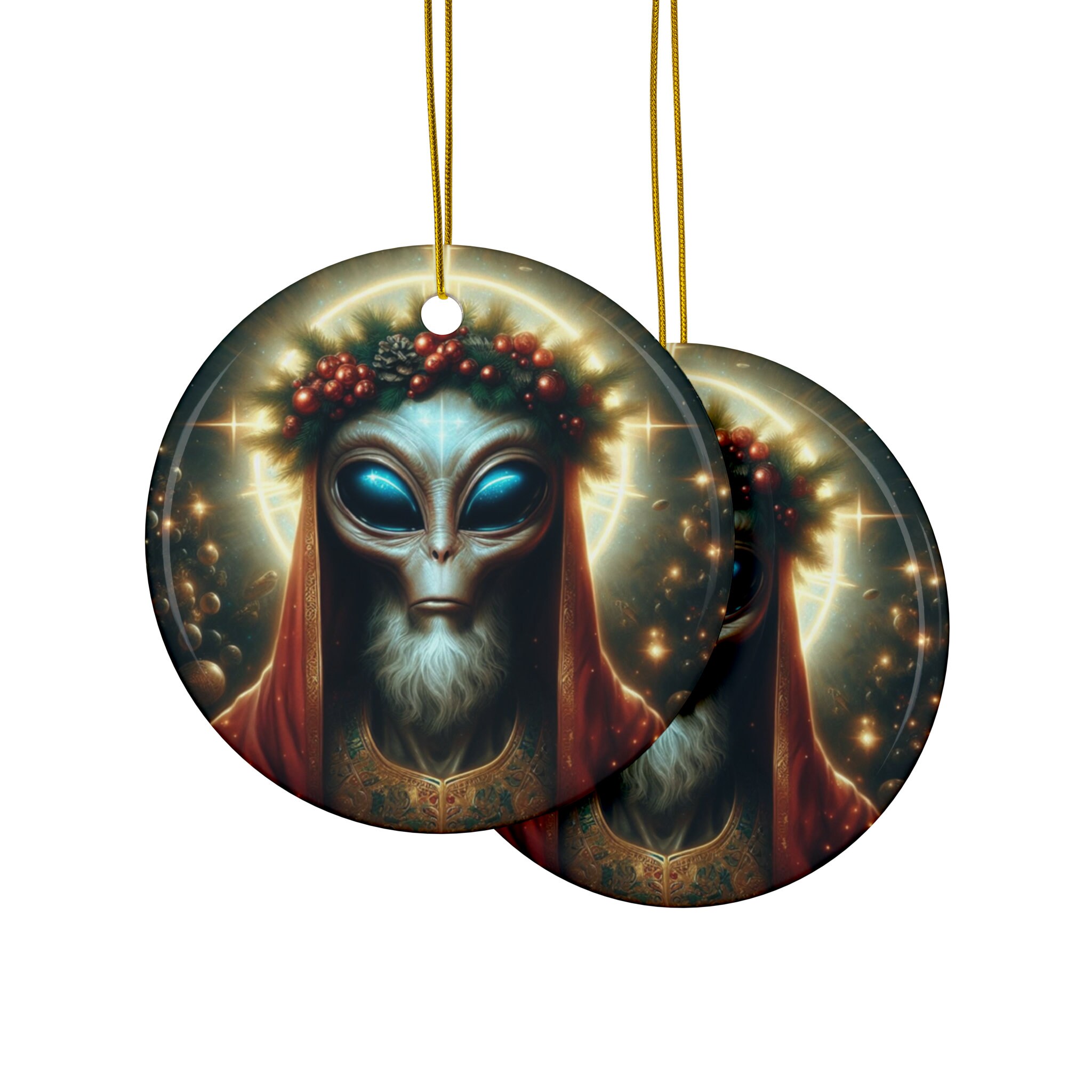 Alien Christmas Ornament twosided Print Not Just Oneside Etsy