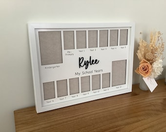 Personalised School Years Frame 3D Style A3 Sized White Wooden Photo Picture Frame
