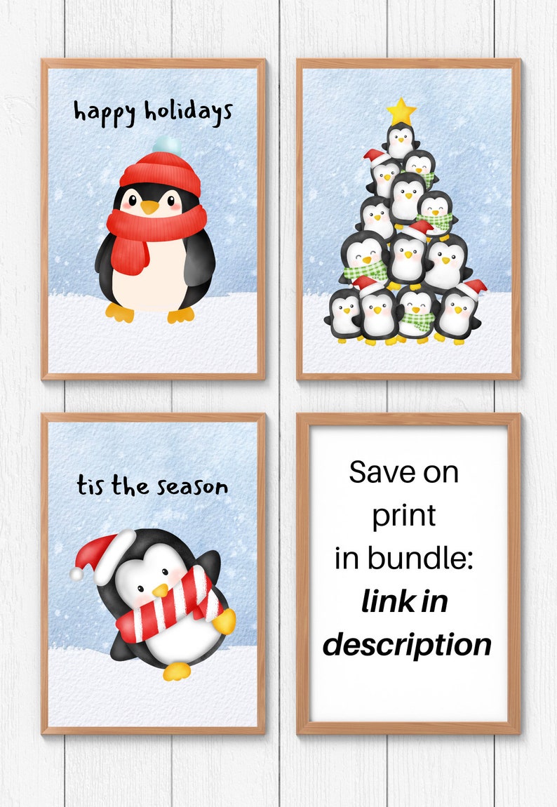 Penguin Pyramid Print, Cute Penguin Christmas Print, Digital Download