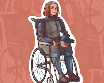 Wheelchair Girl Sticker - Weather-Resistant Matte Vinyl (1.9x3)
