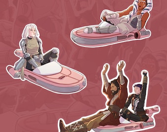 Ahsoka Cast on Speeders, Matte Vinyl Sticker Pack