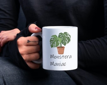 Funny Monstera Plant Mug, Monstera Gift, Monstera Art, Plant Gift, Plant Lover Gift, Plant Mom Gift, Gardener Gift, White Mug, Cute Mug