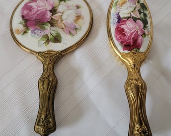 Ensemble de brosses à miroir Art nouveau, Ensemble de miroirs à brosse antique, Brosse à main pour miroir de courtoisie