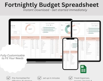 Fortnightly Budget Planner for Google Sheets • Budget Spreadsheet • Budget Template • Bi-Weekly Budget Template • Fortnight Budget