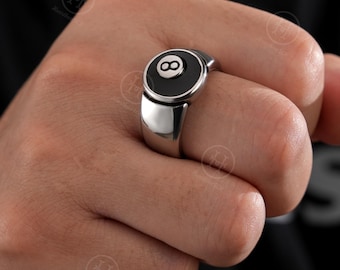 8-Ball Ring Stainless Steel Ring: Pool Game Inspired Jewellery