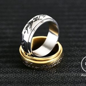 Fidgetring Lord of the Rings voor mannen, spinnerring voor stressverlichting, angstring vrouw, zorgenring voor verjaardagscadeau, LOTR-sieraden