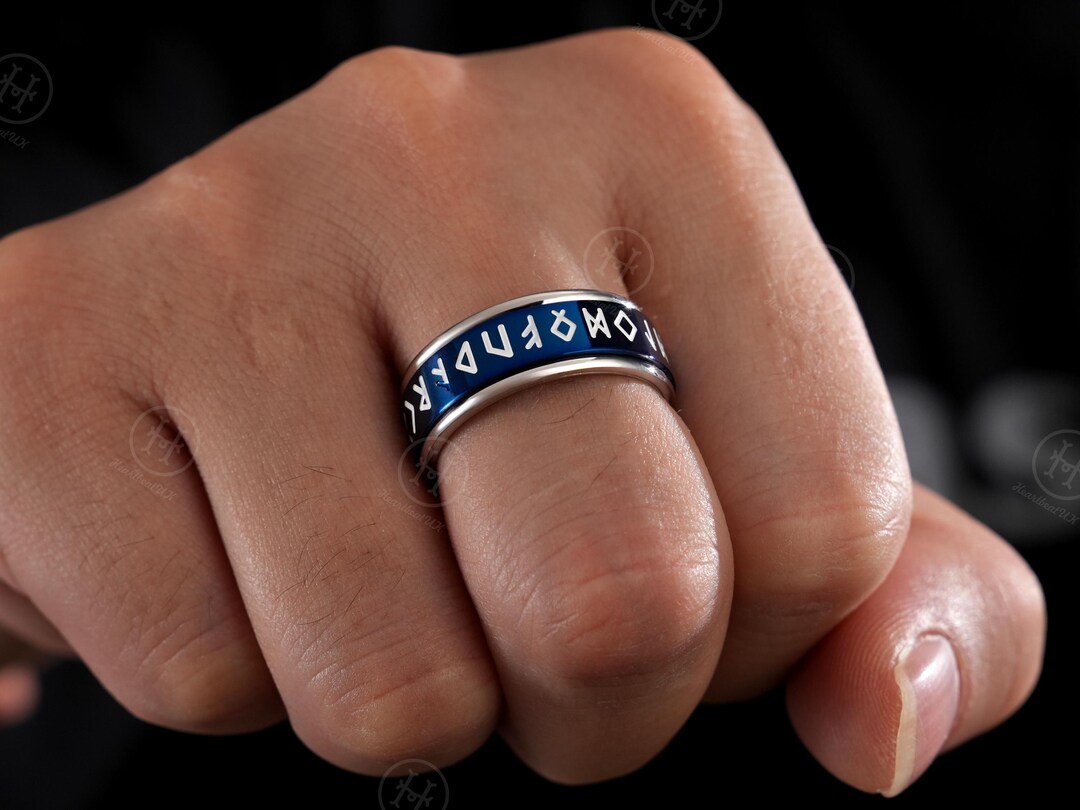 Rotating Stainless Steel Rune Ring: Viking-inspired Design, Unisex ...