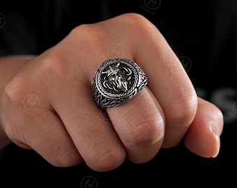 Anello in acciaio inossidabile con elmo da guerriero vichingo: fascia unisex con incisione
