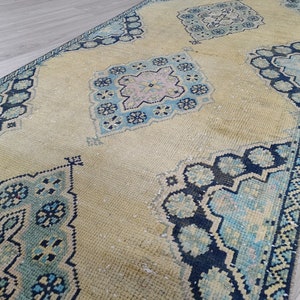 Hand Knotted Wool Runner Rug: 3x12 Vintage Turkish Oushak