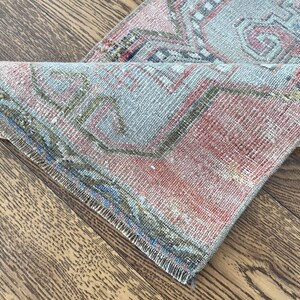 1x3 Blue Red Door mat, 1x3 Turkısh Rug, Anatolian Rug, Handmade Vintage Rug, Bathroom,Entry,Office Rug, Farmhouse mat Home Decor, 1.3x3.5 Ft