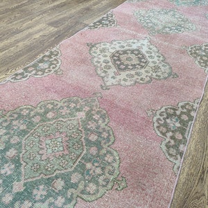 3x14 Pink Green Beige Blue Wool Turkish Runner Rug, Hand Knotted 3x14 Vintage Runner Rug, Kids Kitchen Entryway Long Runner, 3.0x13.8 Ft