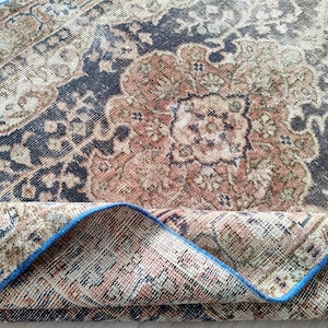 3x6 Red Navy Blue Green Vintage Runner Rug, 3x6 Oushak Runner Rug, Turkish Office Rug, Kitchen Kids Entry Runner, Home Decor, 3.1x6.0 Ft