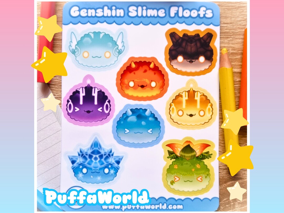 Cute Genshin Impact Slime Floof Sticker Sheet Glossy or - Etsy