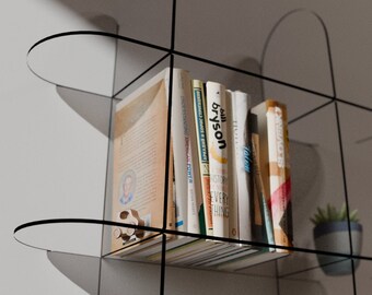2-Tier Floating Bookshelf SVG DXF Plan: Modern Minimalist DIY Decor (Digital Download)