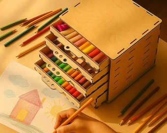 Laser Cut Art Supplies Organizer: DIY Plywood/Acrylic Storage Box (SVG DXF Files)