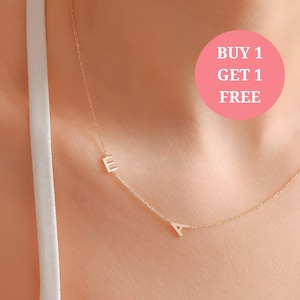 Collar con inicial de oro, collar con inicial de lado, collar con letras personalizadas, joyas personalizadas, regalo para ella, regalo de Navidad, regalos para madres