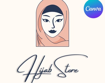 Hijab Store Logo, Moslim Logo, Hijab Kapsalon, Vrouw Coiffeur, Canva Logo Sjabloon Hijab, Niqab Logo, Luxe Moslim Logo, Bewerkbaar Logo