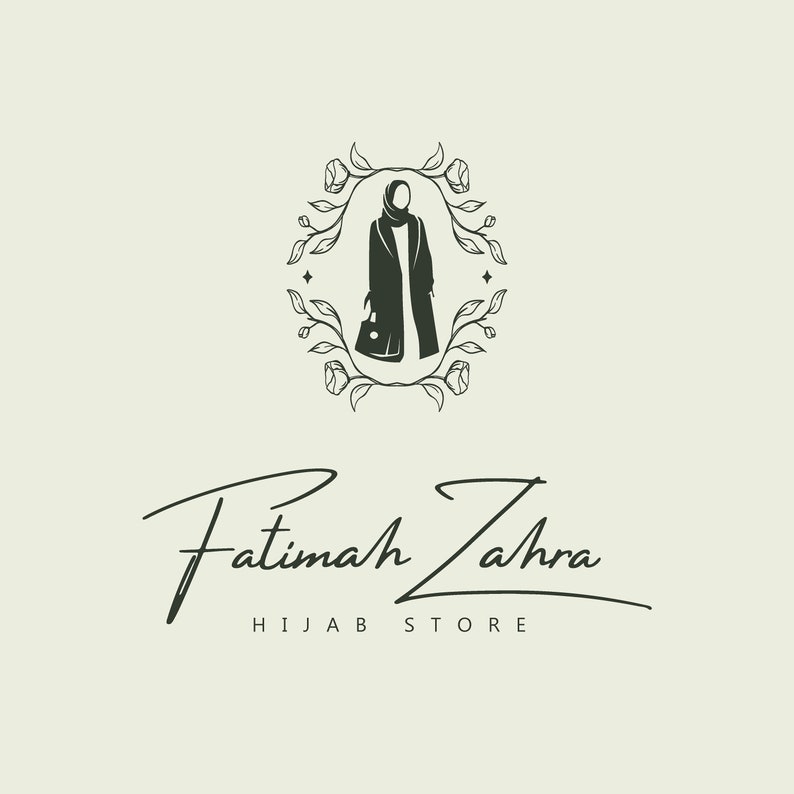 Hijab Store Logo, Elegant Hijab & Abaya Store Logo Design Muslim Woman Shop Logo, Editable Canva Template image 2