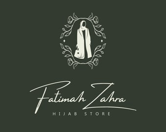 Hijab Store Logo,  Elegant Hijab & Abaya Store Logo Design - Muslim Woman Shop Logo, Editable Canva Template"