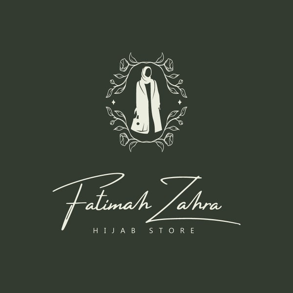 Hijab Store Logo, elegantes Hijab & Abaya Store Logo Design - Muslimische Frau Shop Logo, bearbeitbare Canva Vorlage