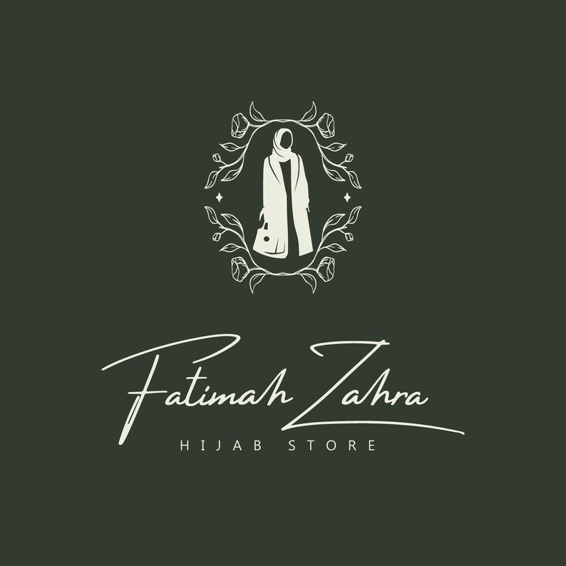 Hijab Store Logo, elegantes Hijab & Abaya Store Logo Design Muslimische Frau Shop Logo, bearbeitbare Canva Vorlage Bild 1