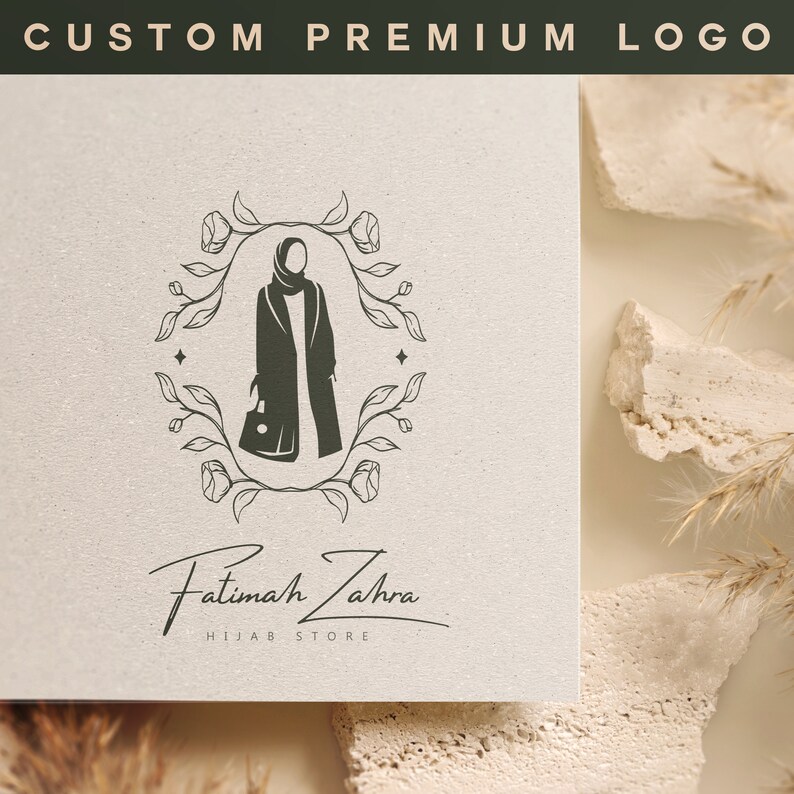 Hijab Store Logo, Elegant Hijab & Abaya Store Logo Design Muslim Woman Shop Logo, Editable Canva Template zdjęcie 6