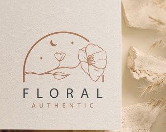 Botanical Beauty, Minimalist Flower Logo, Vintage Farm Style, Custom Handdrawn Design, Canva Editable Logo, Rose Logo