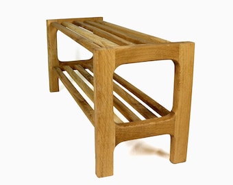 Handmade Scottish Oak Boot Rack – 2 Tier Custom Shoe Storage for Hallway & Mudroom | Dalmeny Designs
