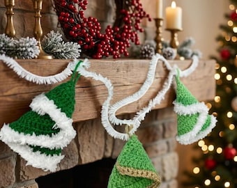 Patrón de árbol de Navidad a crochet, guirnalda de árbol en PDF, descarga digital