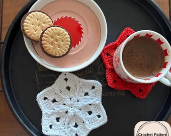 PDF Crochet Flower Coaster Pattern | Star Snowflake Motif Digital Download | Easy Crochet Doily Tutorial PDF
