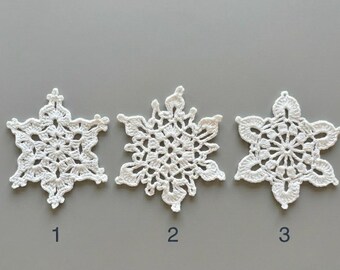 Patrón de adornos de copos de nieve a crochet, decoración para árbol de Navidad (descarga digital en PDF)