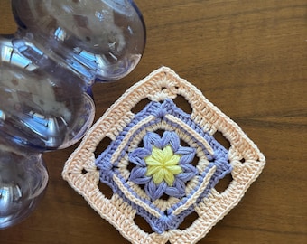 Patrón de cuadrado de estrella de flor de ganchillo de la abuela: Tutorial de bloque afgano (PDF)