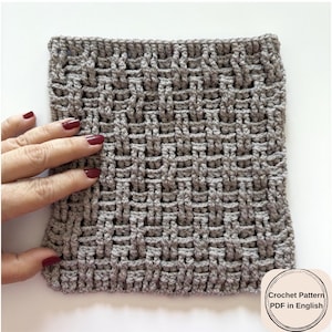 Modern Crochet Scarf Pattern: Gray Basket Weave (PDF Digital Download)