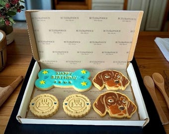 Dachshund Face Personalised Birthday Biscuit Box