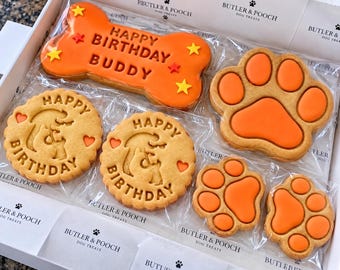 Personalised Dog Birthday Paw Biscuit Set