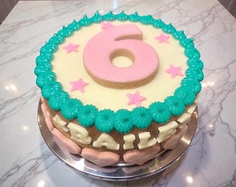 Dog Cake 6” (Pink, Cream & Green)