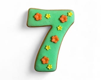 Large Floral Design Number Biscuit Topper