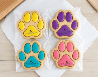 Large Iced Paw Dog Biscuit - Set of 4