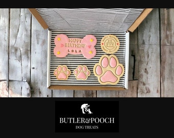 Butler & Pooch Birthday Paw Dog biscuit box