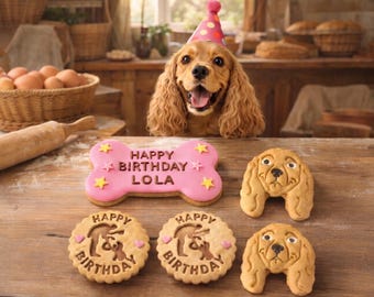 Cocker Spaniel Personalised Dog Birthday Biscuit Set