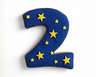 Large Number Star Biscuit Topper Biscuit